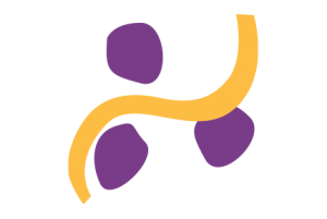 a yellow wavey line between three purple dots