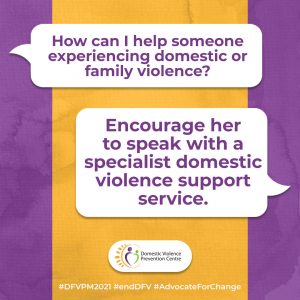 DVPM social tile: encourage her to speak with a specialist DV support service