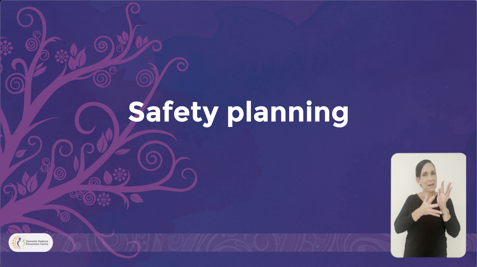 White words, Safety planning on a purple background