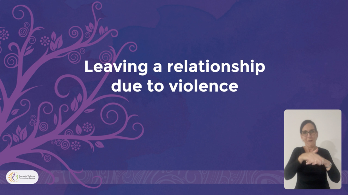White words, Leaving a relationship due to violence on a purple background